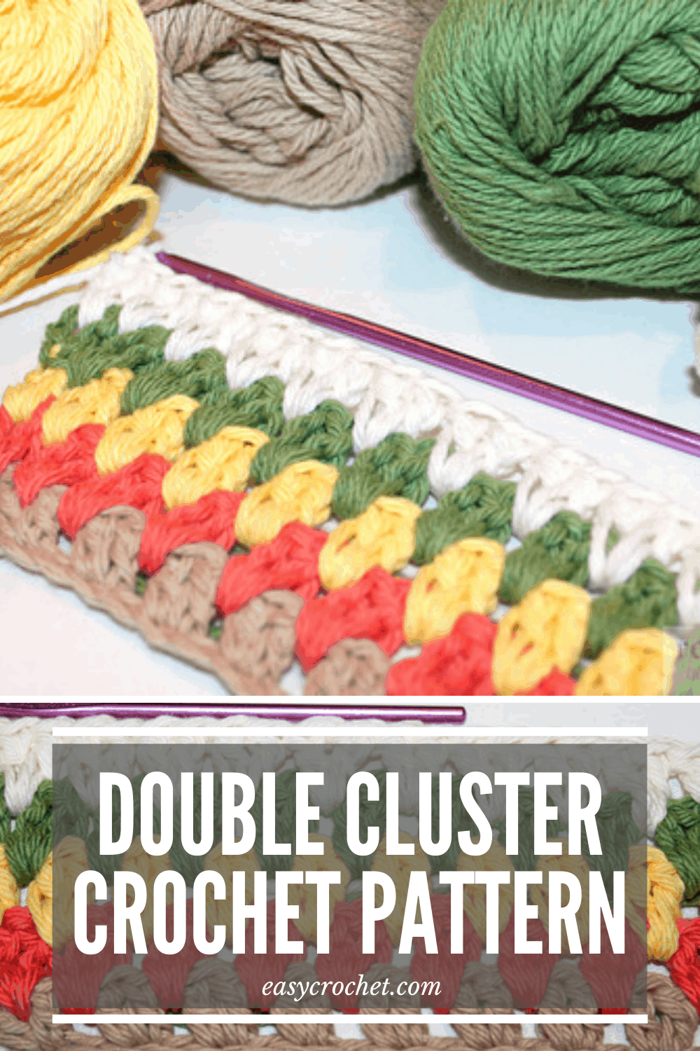 Free Double Crochet Cluster Stitch Tutorial - Use this stitch for crochet blankets, crochet washcloths and more! Free stitch pattern from Easy Crochet. via @easycrochetcom