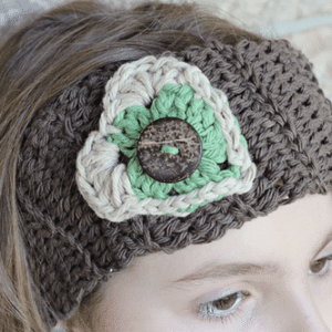 Crochet Button Heart Headband