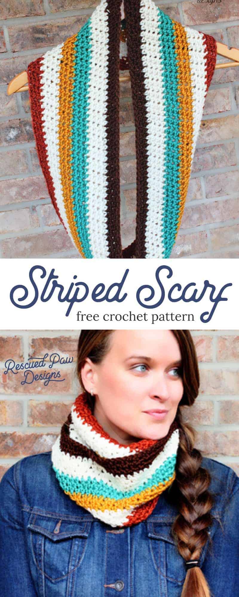 crochet striped scarf pattern