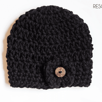 Chunky Crochet Black Button Hat Pattern