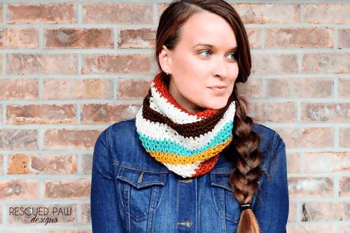 Easy Crochet Striped Infinity Scarf Pattern