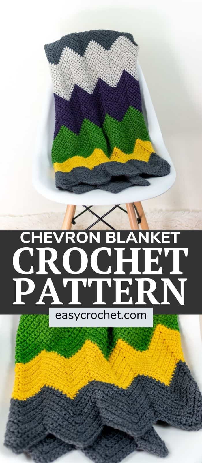 Free chevron crochet blanket pattern using bright and bold colors! Free crochet pattern from Easy Crochet via @easycrochetcom