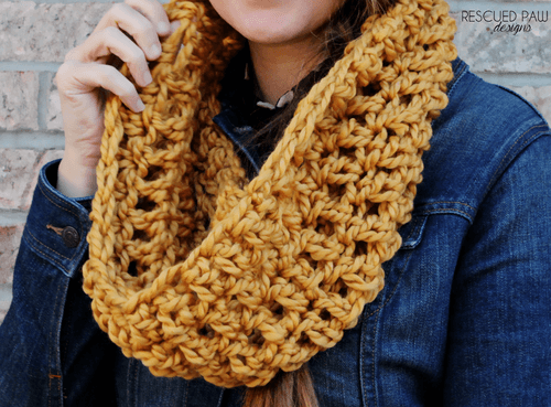 Oversized Mustard Crochet Scarf