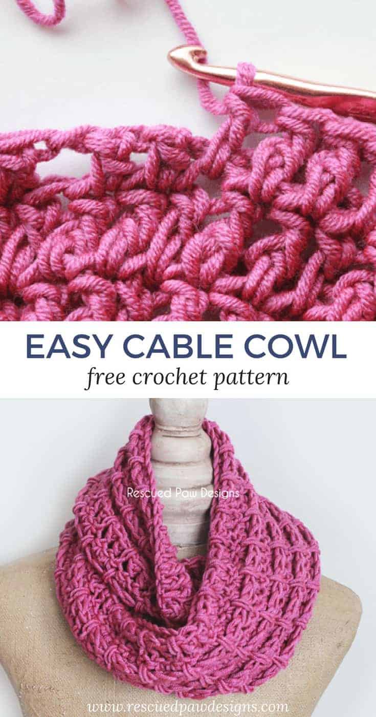 Easy Crochet Cable Stitch Cowl - Easy Crochet Patterns