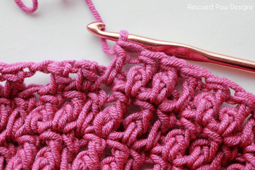 Up close of the cable stitch on the cable stitch crochet cowl