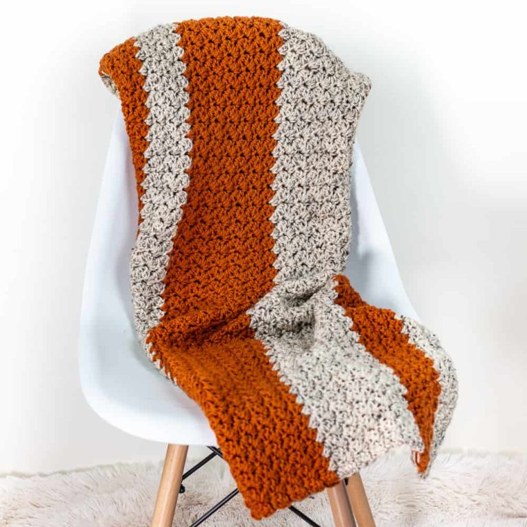 Pumpkin Striped Fall Crochet Blanket Pattern