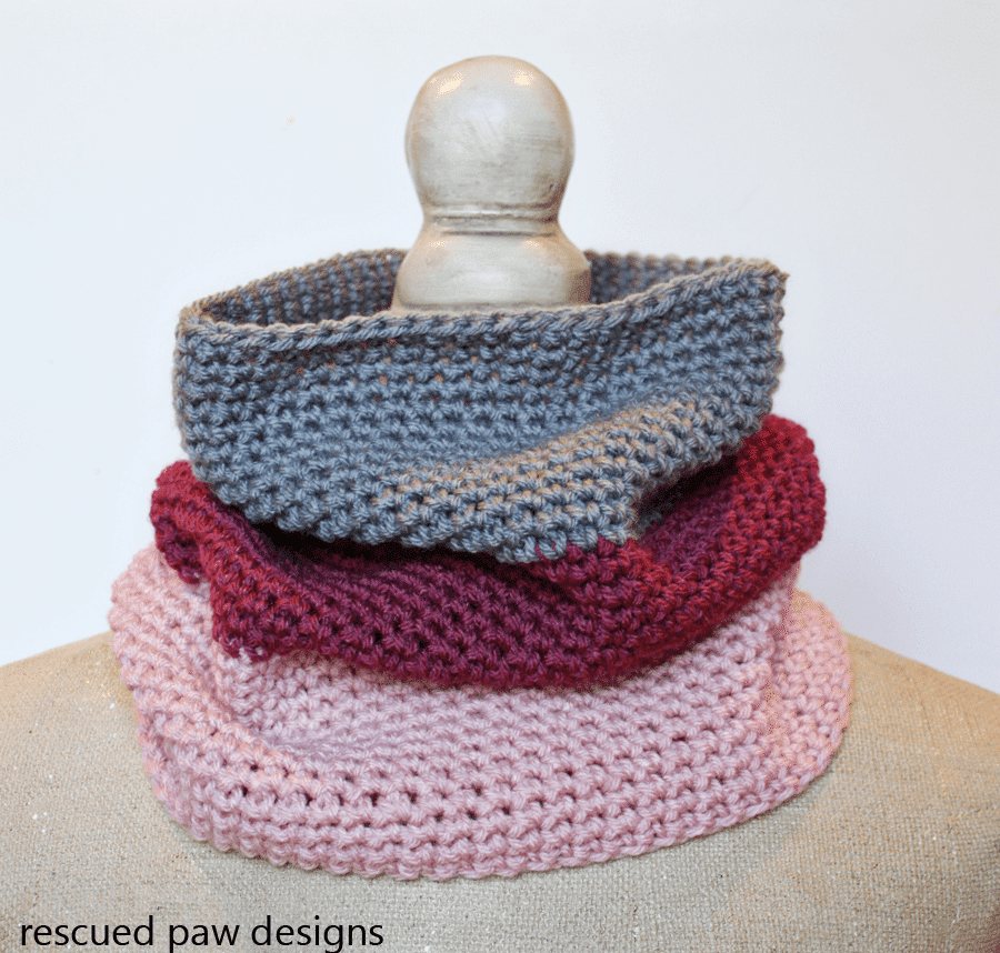 3 Color Cowl Crochet Pattern