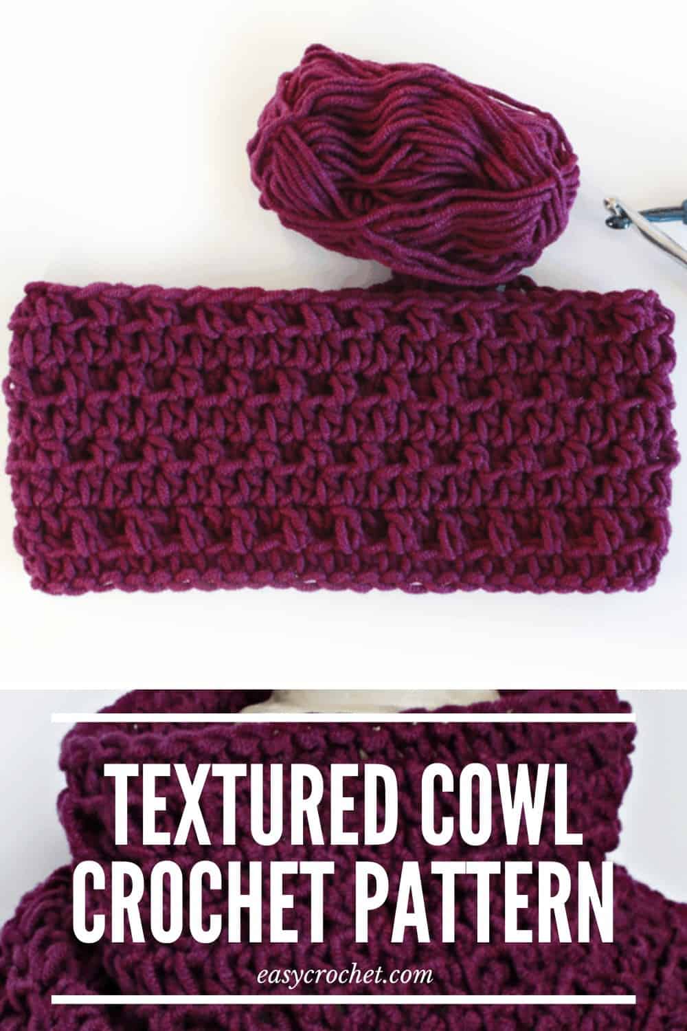 Textured Crochet Cowl Pattern via @easycrochetcom