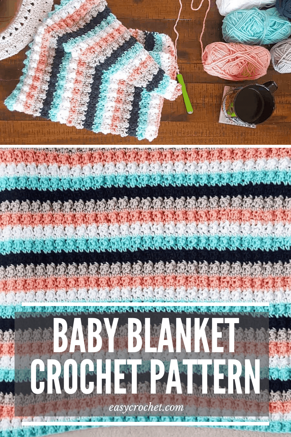 Easy Crochet Baby Blanket Pattern - Free striped crochet baby blanket pattern using simple stitches from Easy Crochet! via @easycrochetcom