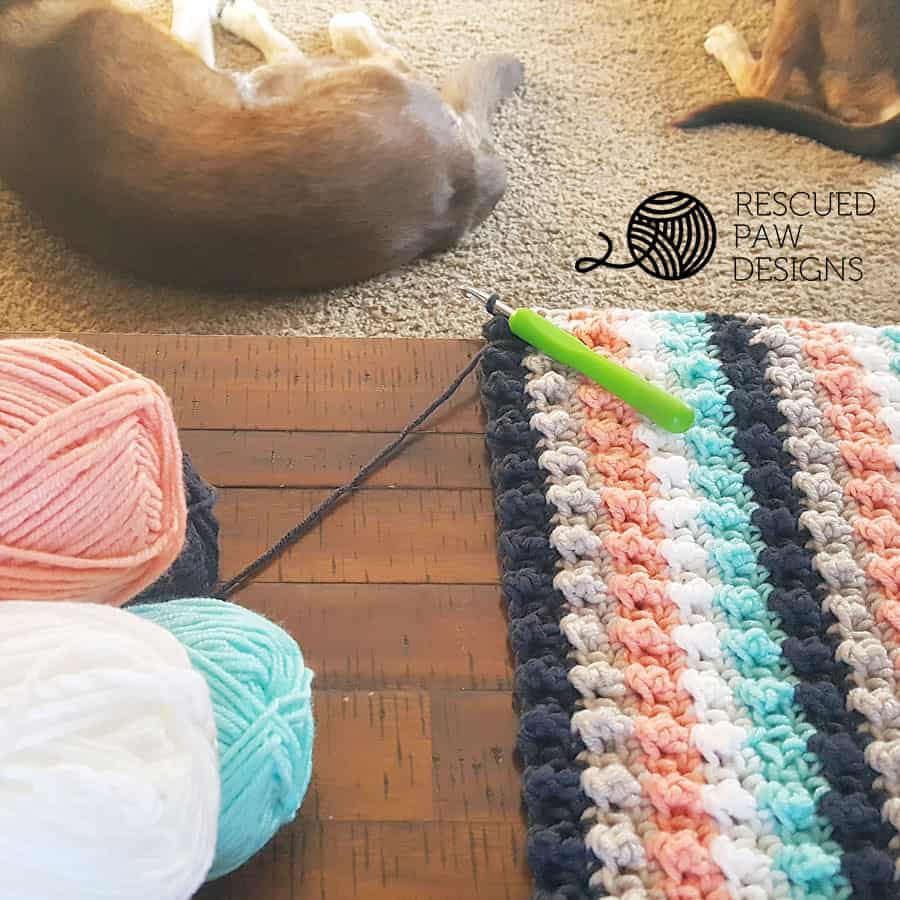 Crochet Baby Blanket with Stripes