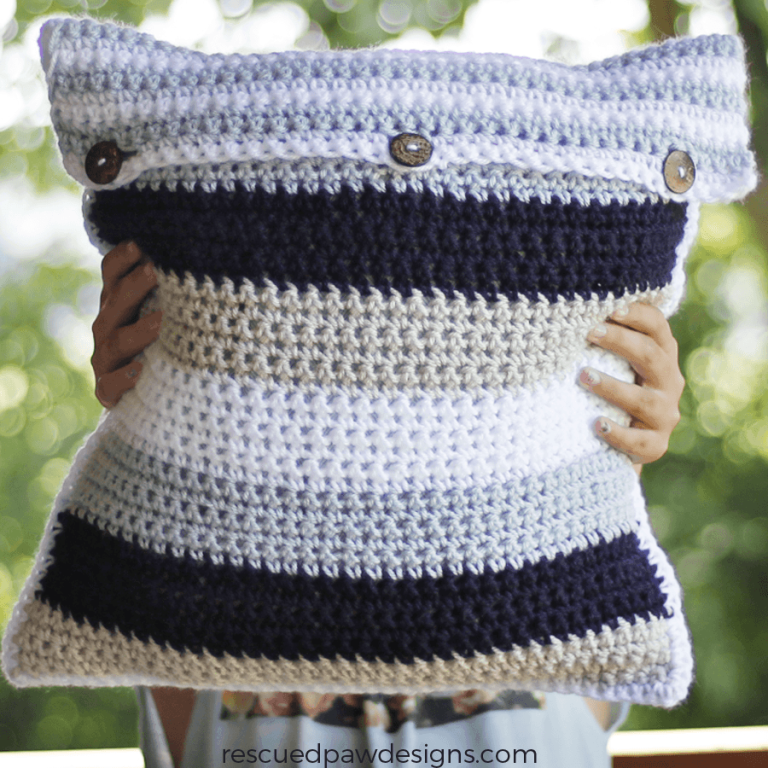 Striped Crochet Pillow Cover
