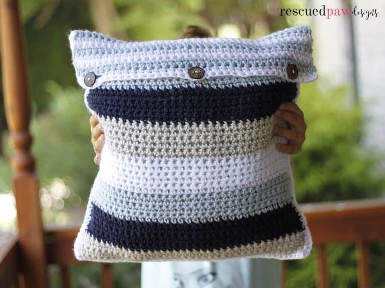 Striped Crochet Pillow Cover