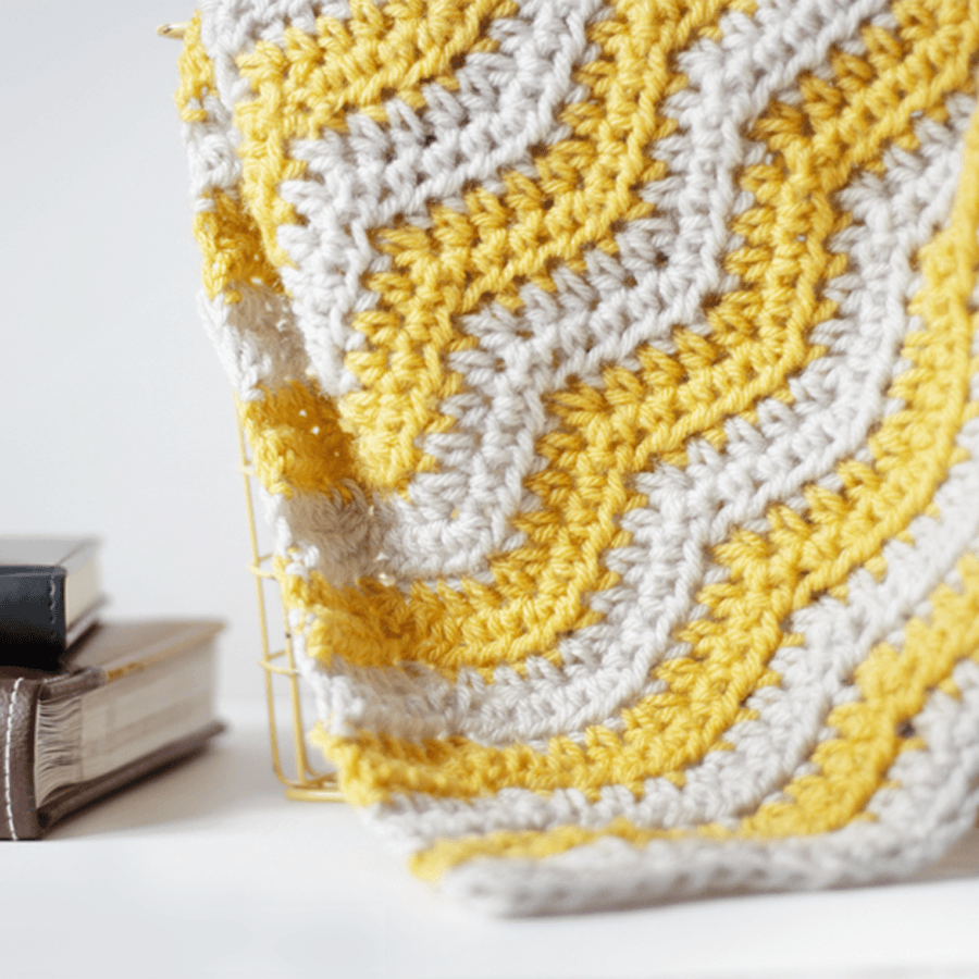 Yellow Ripple Baby Blanket Crochet Pattern