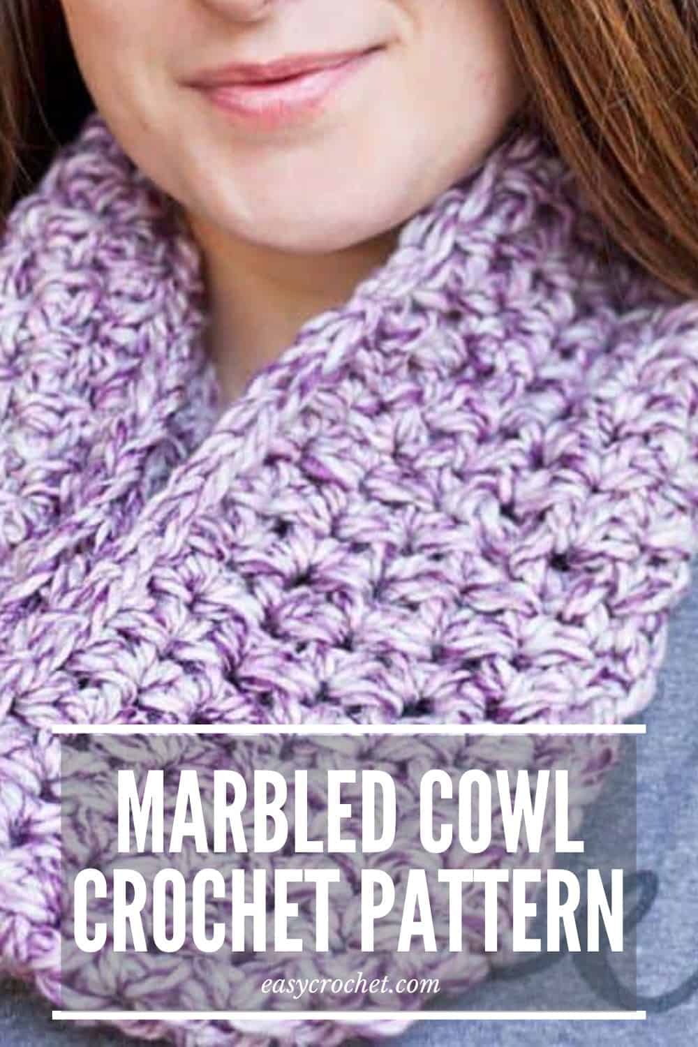 Marbled Dusk Crochet Cowl Pattern - Beginner-Friendly with written and video tutorial via @easycrochetcom