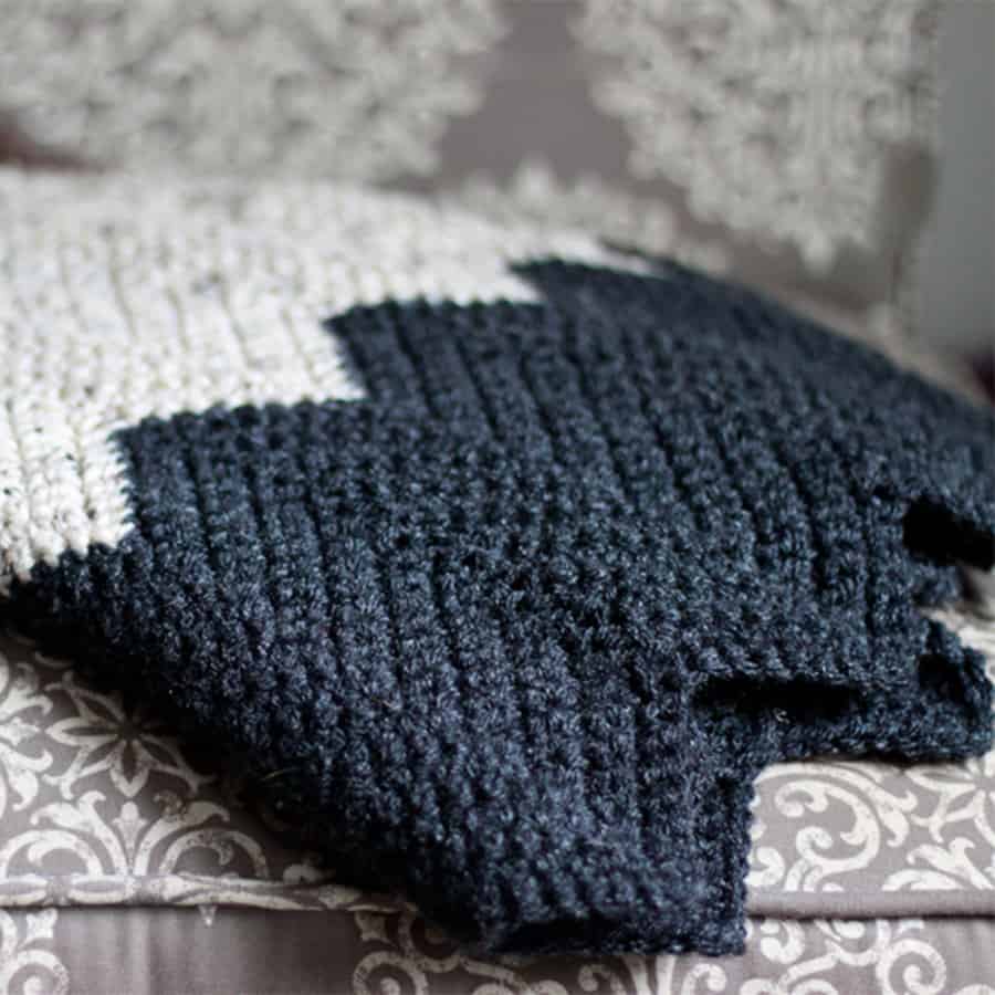 Crochet Blue and Gray Horizontal Striped blanket