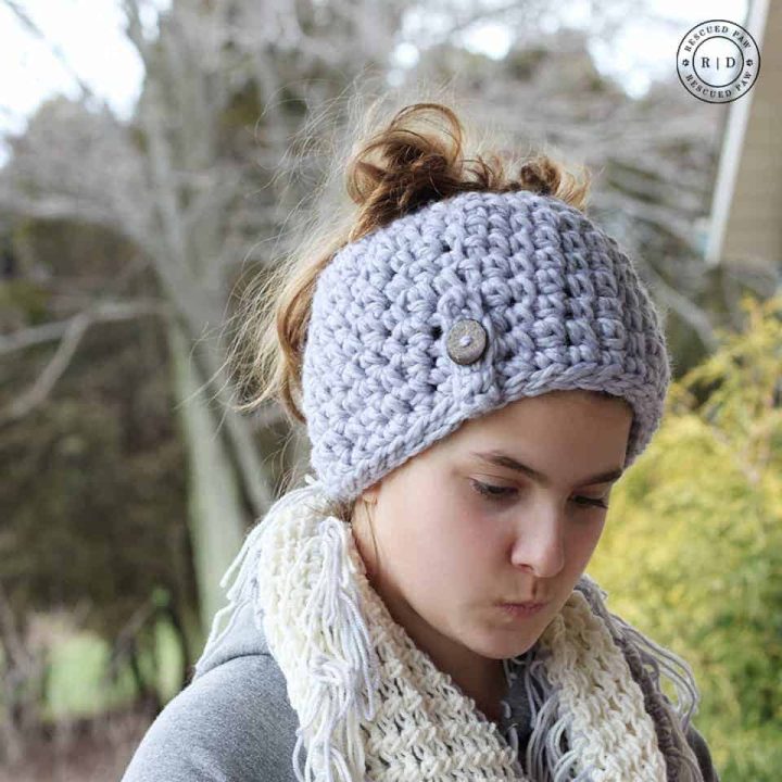 Image for 1 Hour Crochet Messy Bun Beanie Pattern