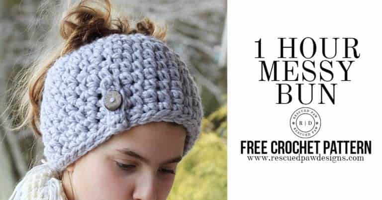 1 Hour Crochet Messy Bun Beanie Pattern