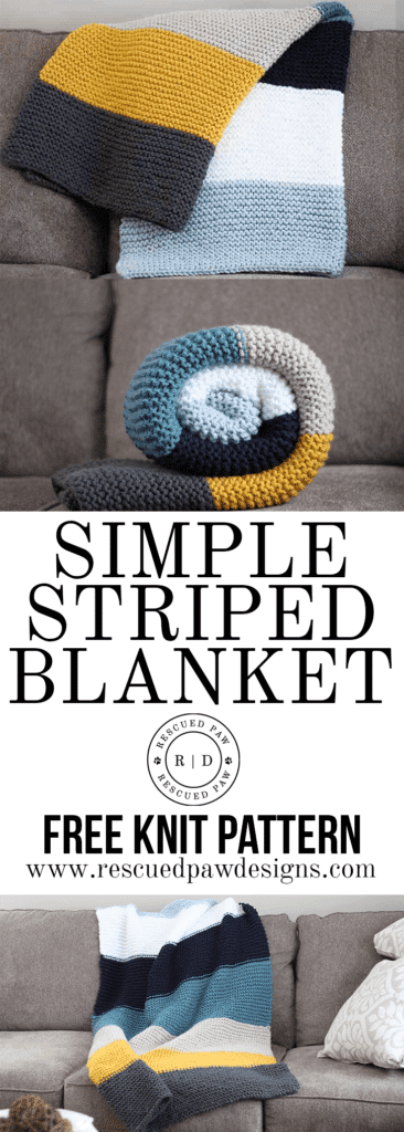 Simple Striped Blanket - Free Knit Pattern by Easy Crochet - Beginner Friendly! 