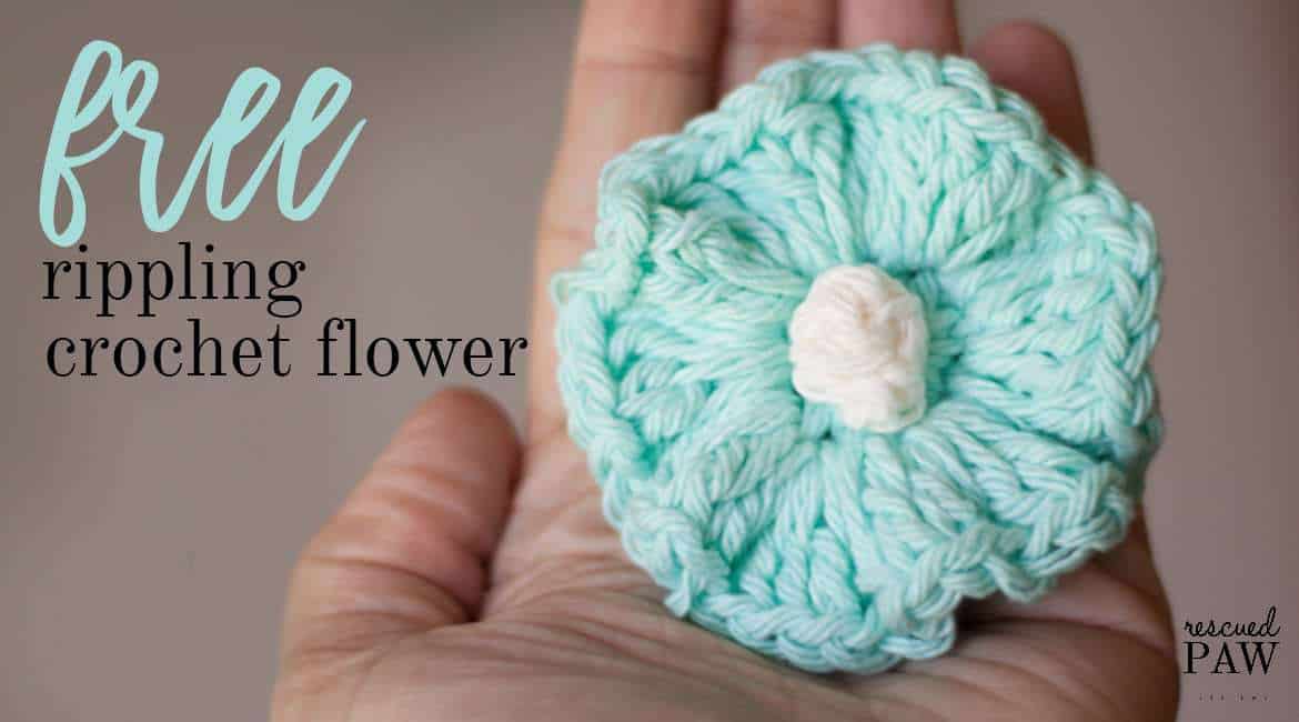 crochet flower with puff center