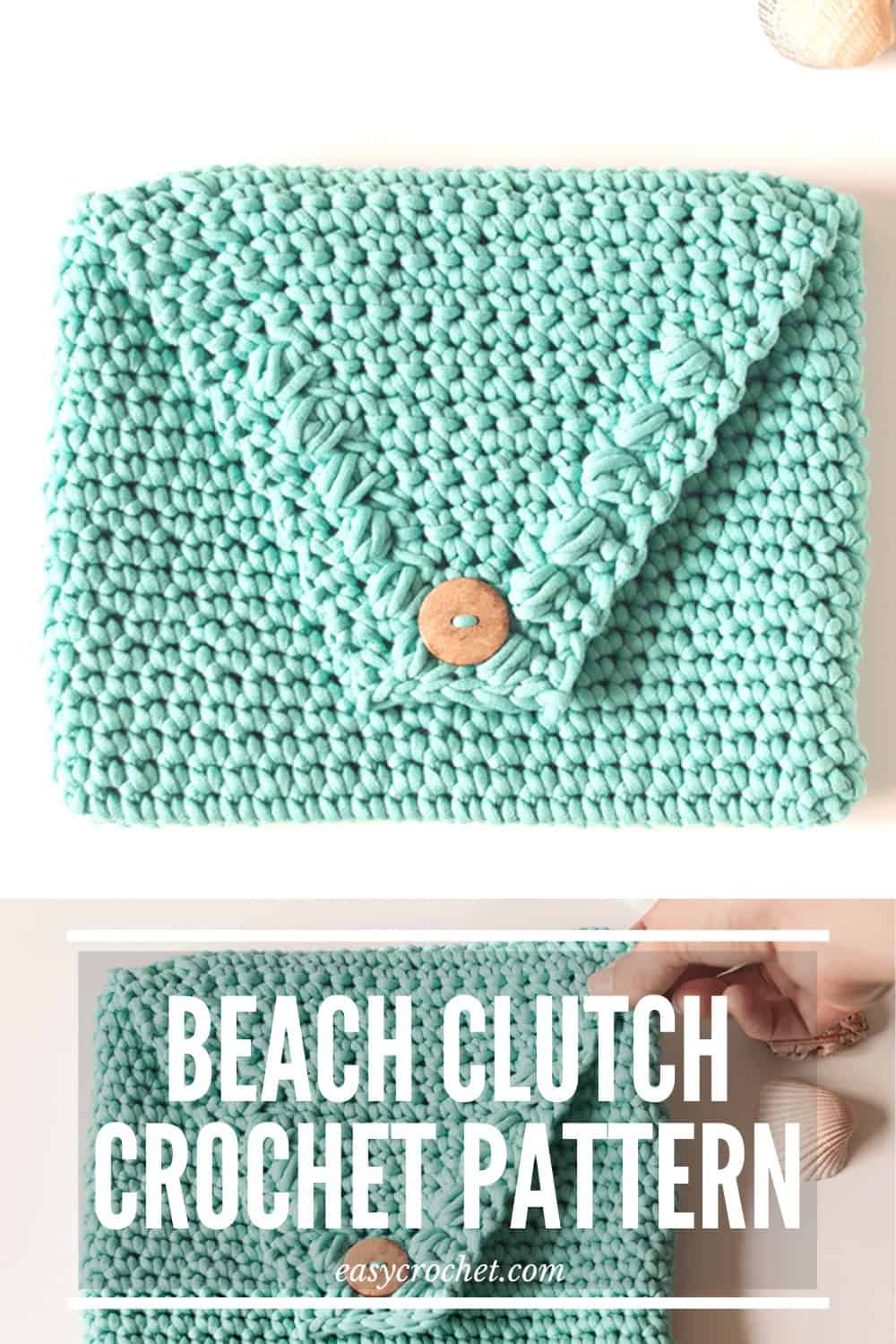 Free Crochet Clutch Pattern - Easy to make and perfect for the beach! Uses Chunky Home Dec yarn that can handle getting wet and being outdoors! Make one today at easycrochet.com via @easycrochetcom