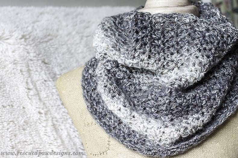 Shimmering Snow Cowl Crochet Pattern up close view