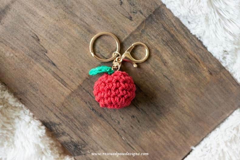 Apple Keychain Crochet Pattern - Great for Back to School! Free Pattern from Easy Crochet. www.easycrochet.com - Click to Make now or Pin and Save for Later! 