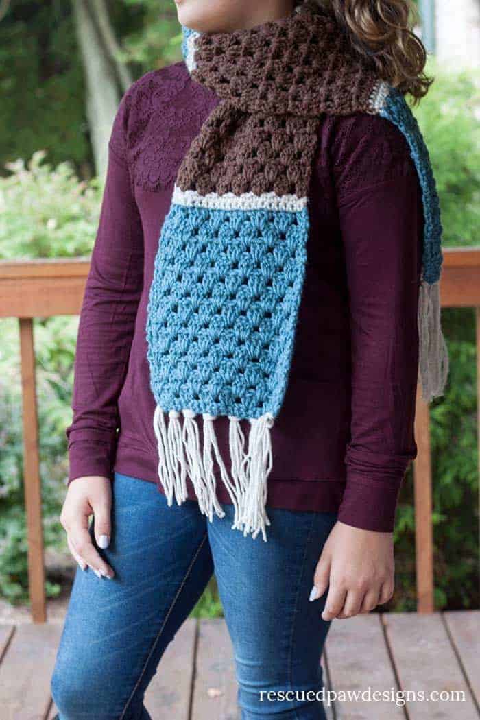How to Crochet A Granny Scarf pattern