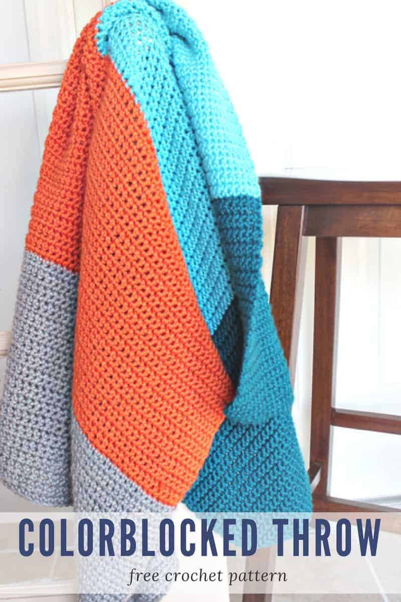 ColorBlocked Crochet Throw Blanket