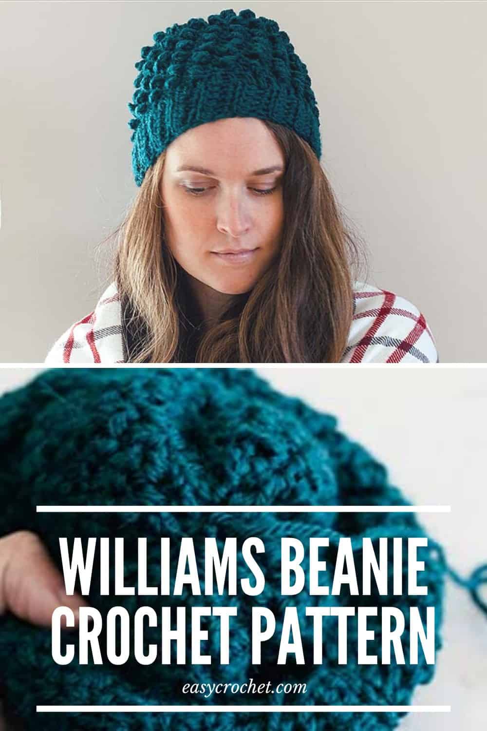 Williams Beanie Crochet Hat Pattern - Free Crochet Hat Pattern by Easy Crochet via @easycrochetcom