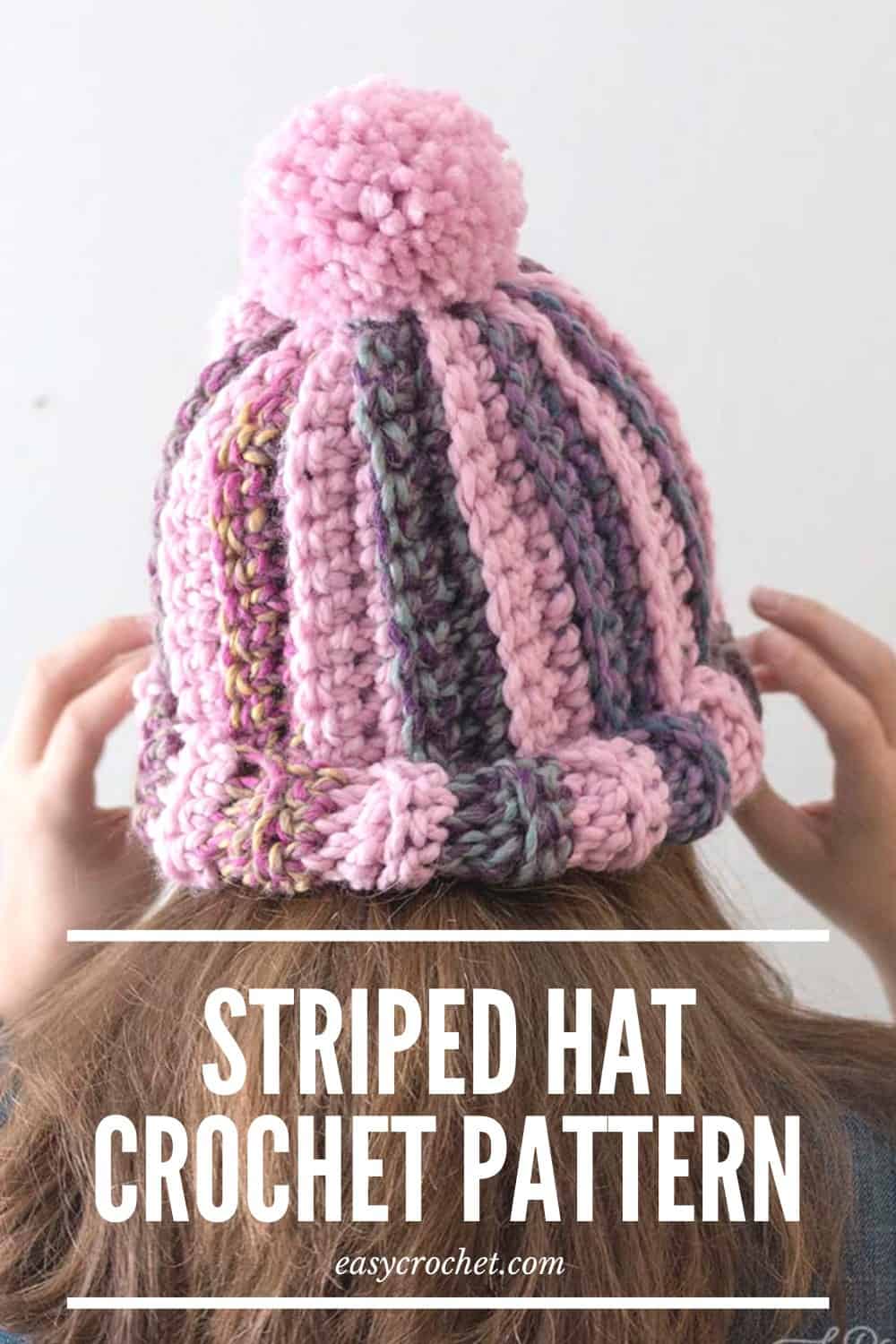 Striped Hat Crochet Pattern by Easy Crochet - Beginner-Friendly Chunky Beanie Pattern via @easycrochetcom