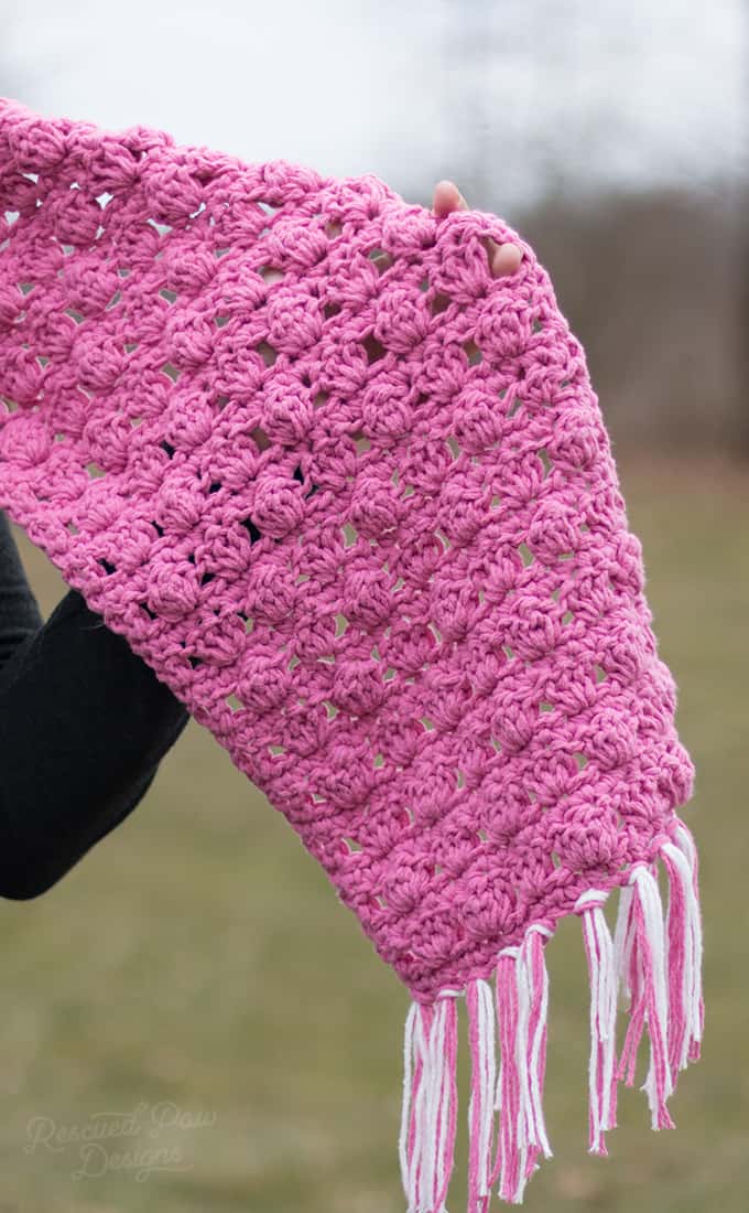pink crochet scarf