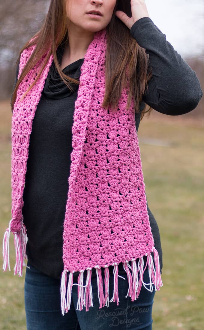Pink Crochet Scarf