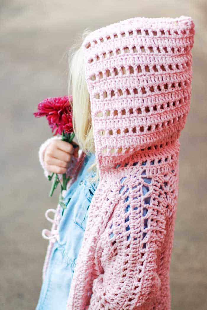 Childs Crochet Cardigan Using Feels Like Butta yarn Make and Do Crew