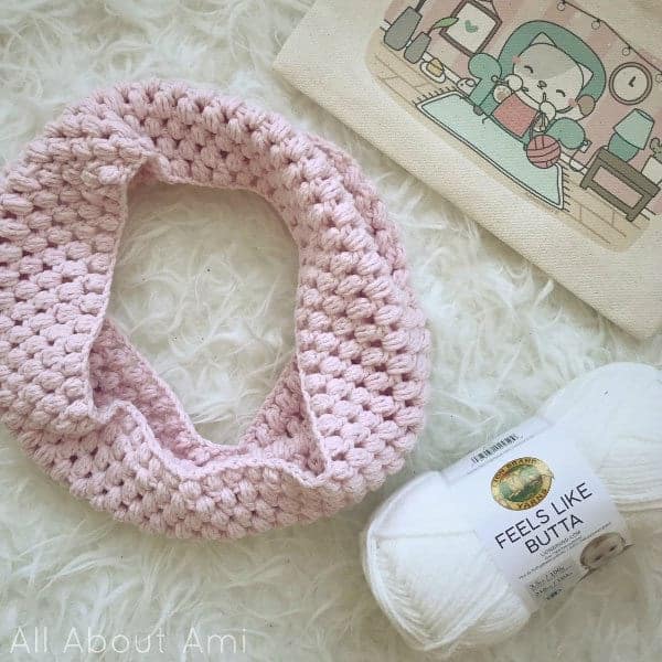 Childs Puff Stitch Cowl - All about Ami - Feels Like Butta Yarn by Lion Brand