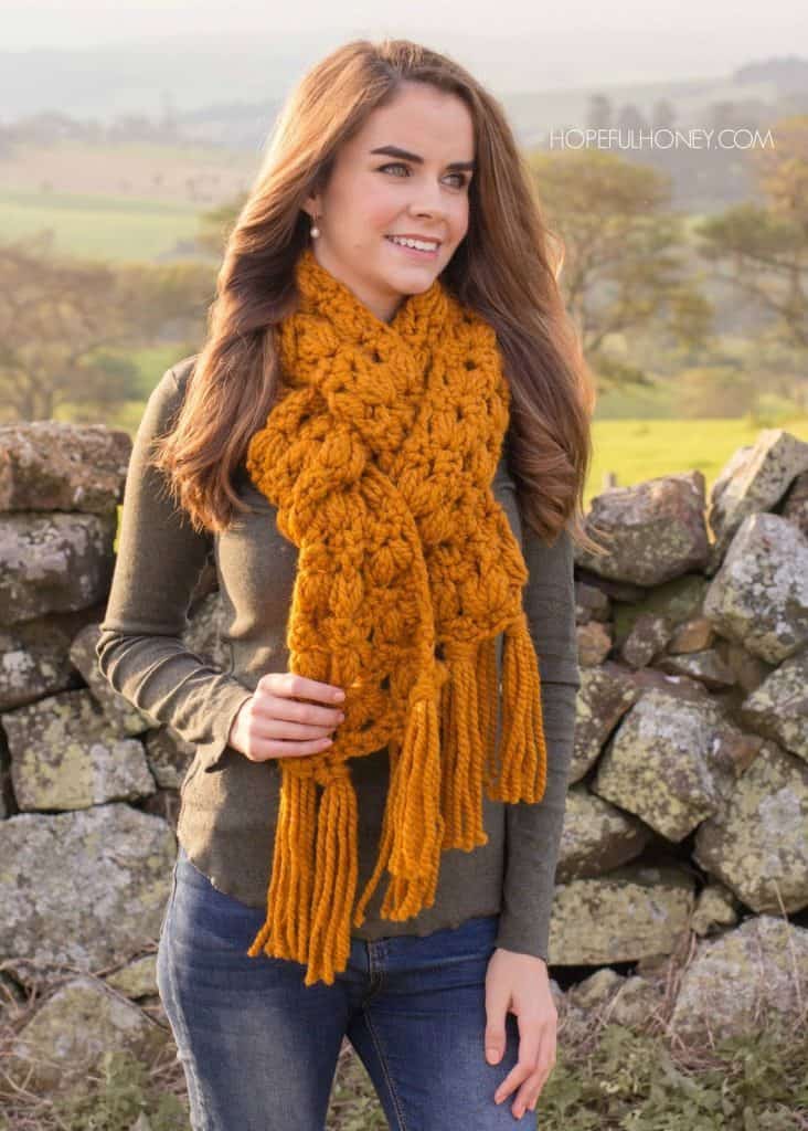 Hopeful Honey Butterscotch Tassel Scarf Pattern