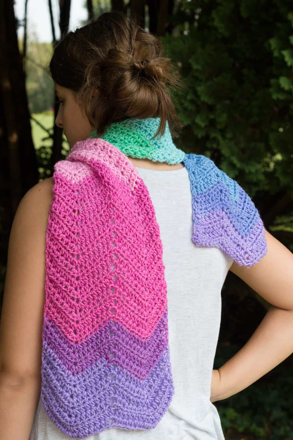 Back View of A Chevron Scarf