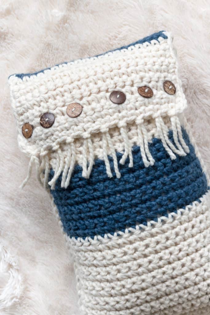 Coconut Button Crochet Pillow