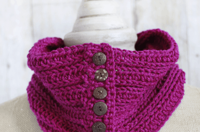 Pink Crochet Button Cowl Pattern