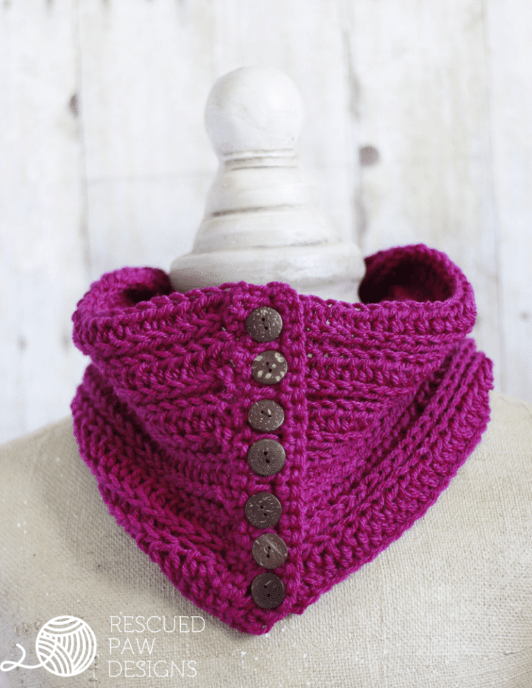 Pink Crochet Button Cowl Pattern