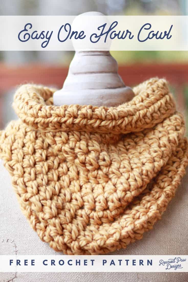 Easy One Hour Cowl by Easy Crochet. Try this easy crochet cowl pattern that is perfect for beginner crocheters and it only takes 1 hour to make! 