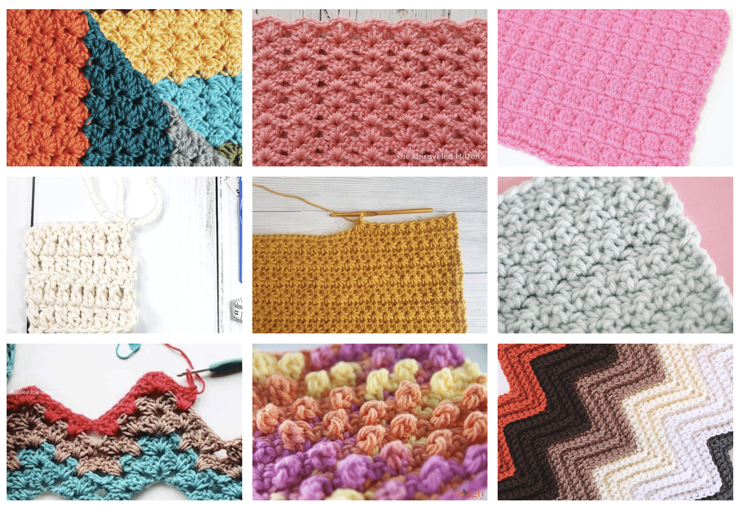 Easy Crochet Stitch Library of 30 Stitches for Beginners and More