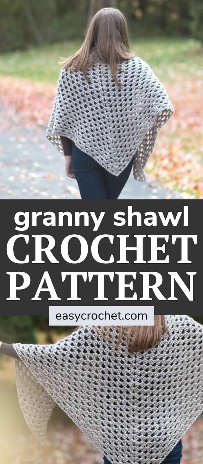 Free Crochet Granny Shawl Crochet Pattern by easycrochet.com Learn how to make this simple shawl with a video and written pattern. via @easycrochetcom