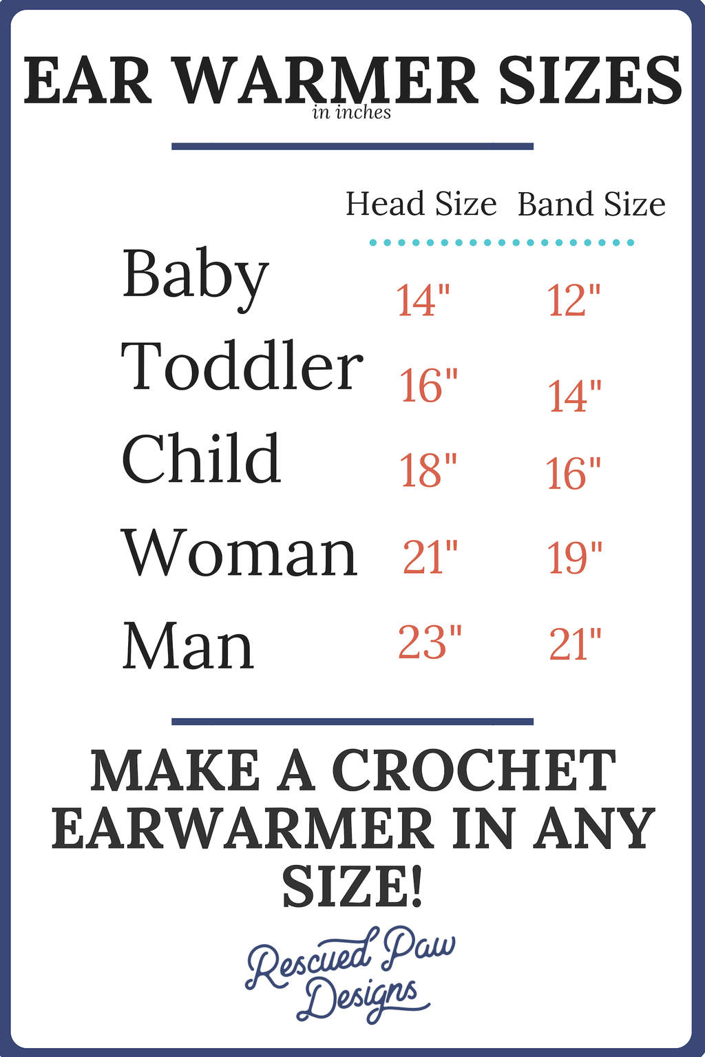 Crochet Headband Size Chart 