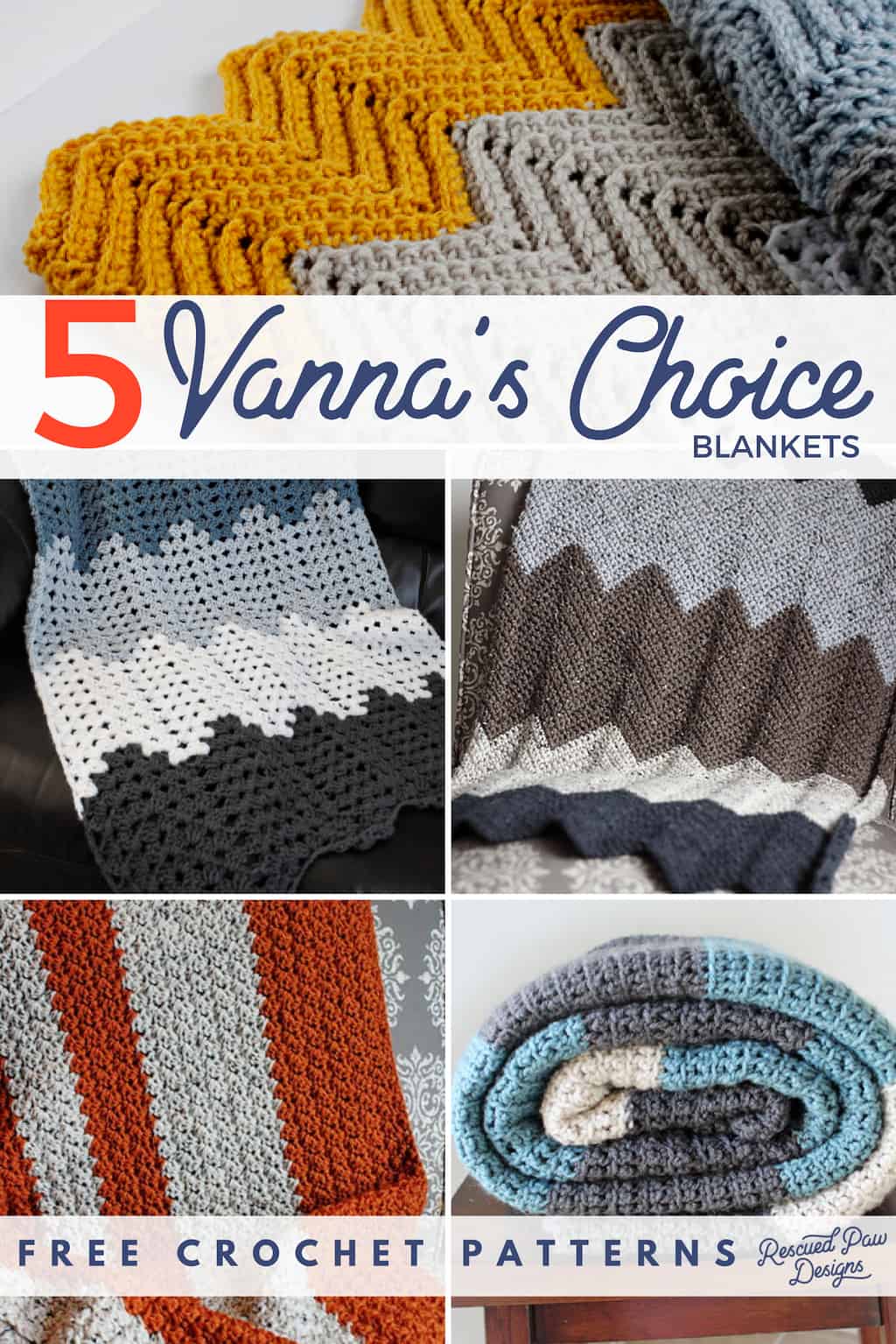 CROCHET PATTERNS - 5 Vanna's Choice Yarn Blanket Patterns that are EASY to make! + SIMPLE CROCHETED BLANKETS by Easy Crochet - easycrochet.com via @easycrochetcom