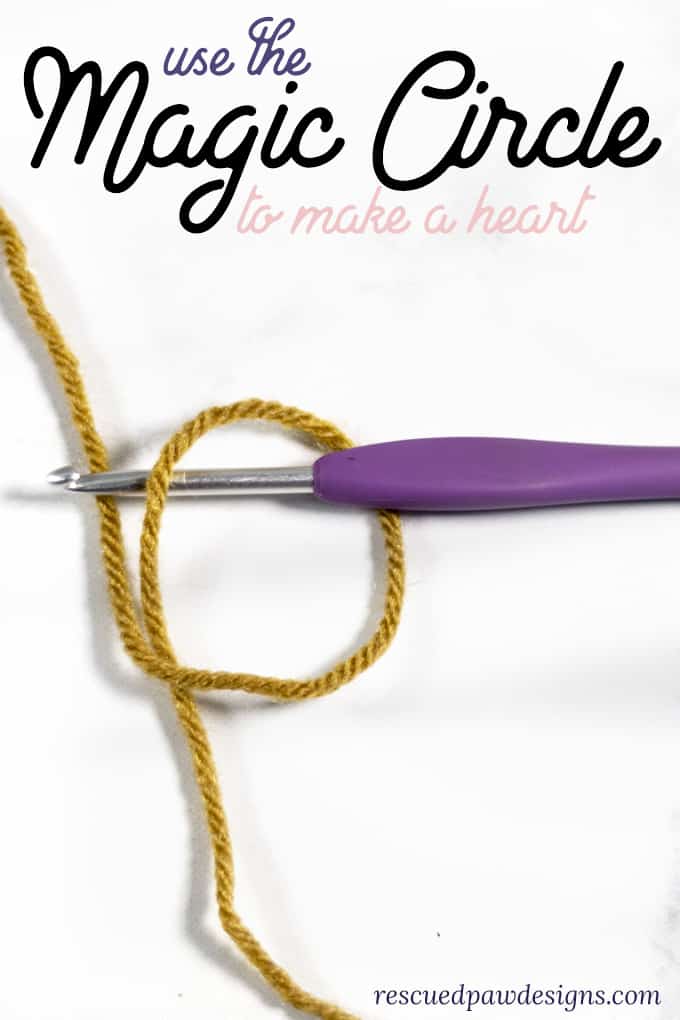 Use a Magic Circle to make a crochet heart 