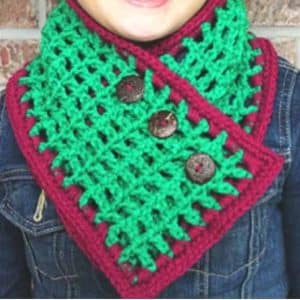 Crochet Mesh Button Scarf Pattern