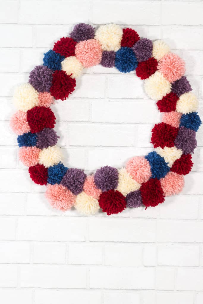 Yarn Ball Pom Pom Wreath