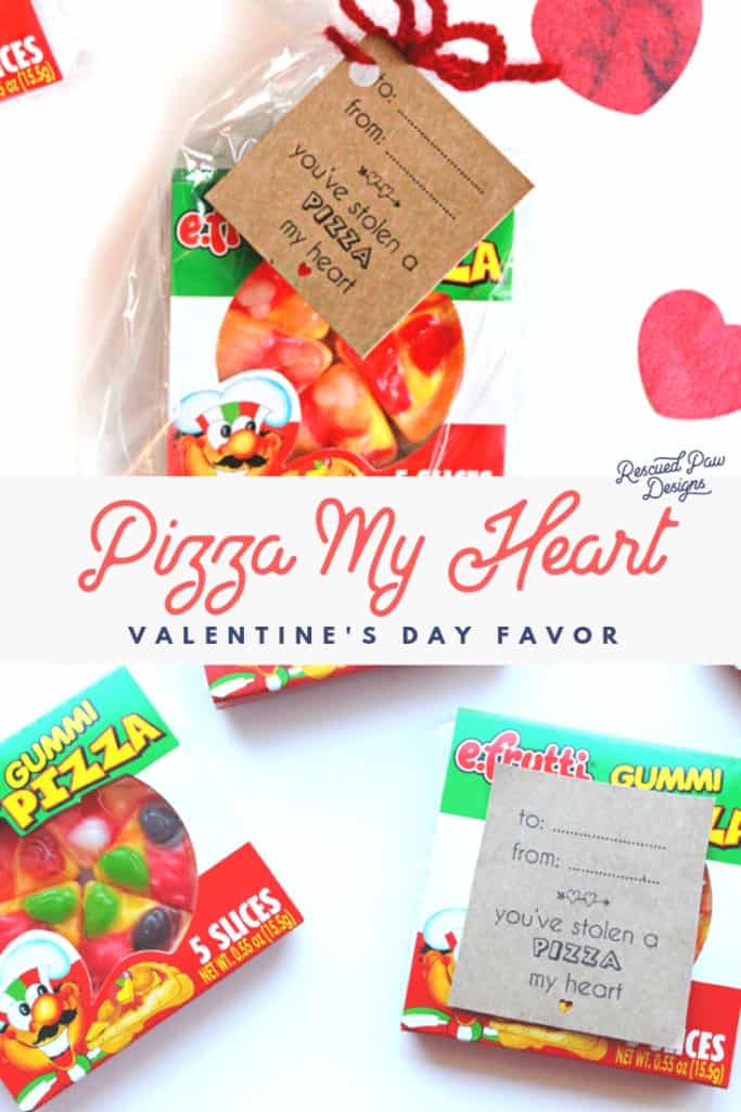 Pizza My Heart Valentine's Day Favor With Tag & Yarn