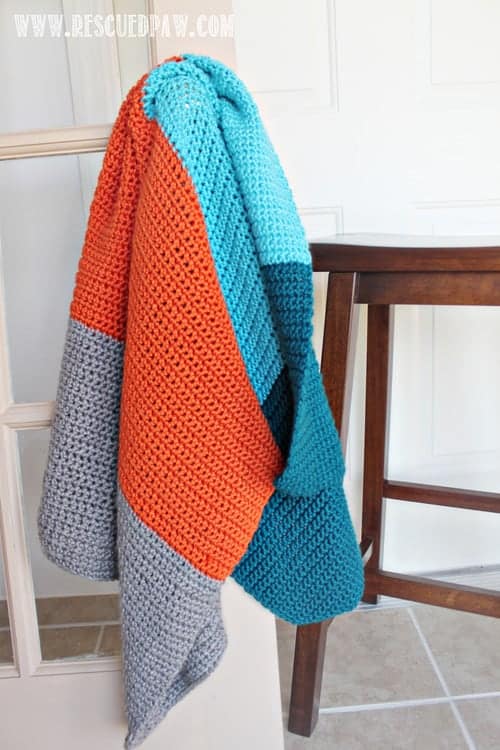 Free Crochet Color Block Striped Baby Blanket Crochet Pattern