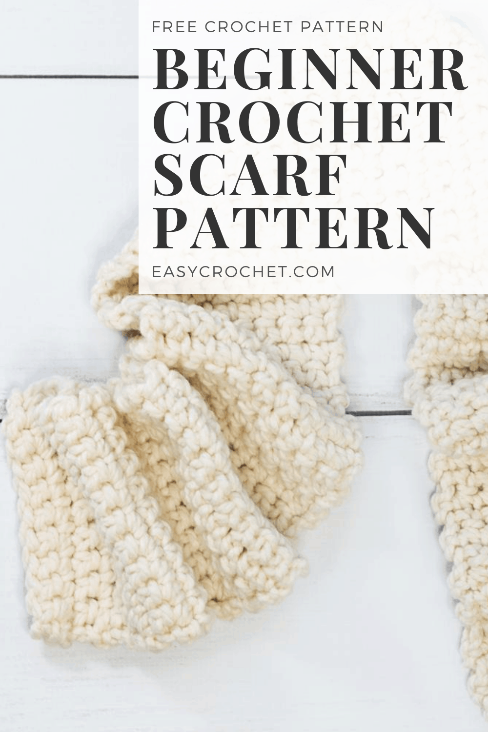 Beginner Scarf Crochet Pattern - Free crochet pattern for beginners that is easy to work up! Learn how to crochet an easy scarf today! via @easycrochetcom